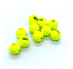 Tungsten Beads, slotted, ~0.3g/3.5mm, fluo chartreuse, (10 pcs)