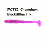 KEITECH Swing Impact 3" #CT21 Chameleon Black&Blue Flk. (10 gab.) silikona mānekļi