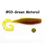 OSHELURE Fish Worm 2" 03-Green Motoroil (8 gab.) silikona mānekļi